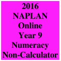 2016 Y9 Numeracy Non-Calculator - Online